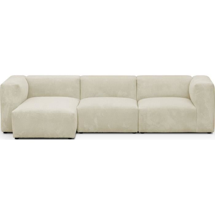 Canapé d'angle modulable 4 places beige - HOMIFAB - Modulo - Accoudoirs - Confort ferme - Design contemporain