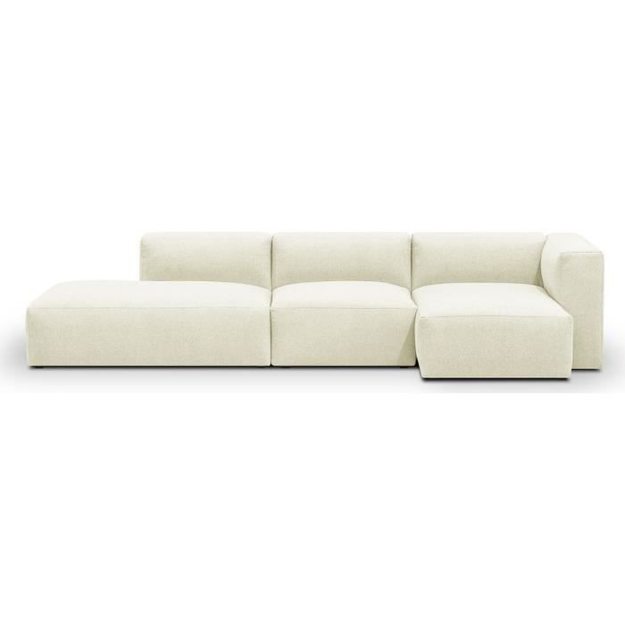 Canapé d'angle modulable 5 places ivoire - HOMIFAB - ModuloN - Tissu - Ferme - Contemporain