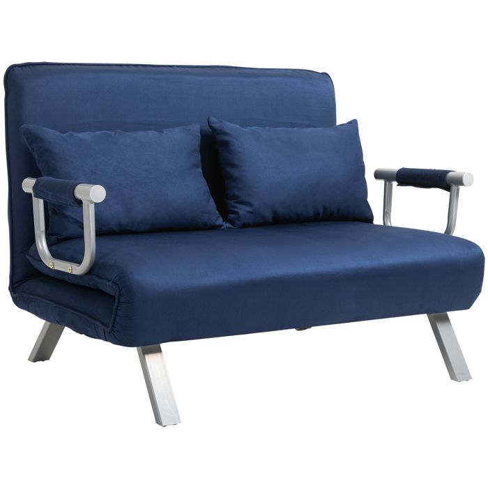 HOMCOM - canapé-lit - Suède - 111x80x78cm - Bleu