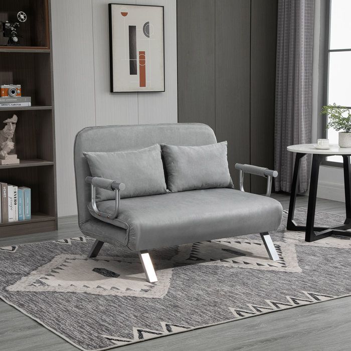HOMCOM - canapé-lit - Mousse - 111x80x91cm - Gris clair