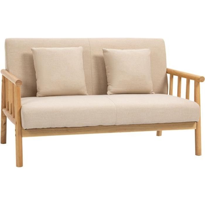 Canapé lounge 2 places - HOMCOM - 123x69x74cm - Beige - Contemporain - Design - Moelleux