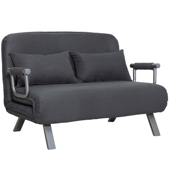 Canapé-lit convertible 2 places déhoussable HOMCOM - Gris foncé - Design contemporain