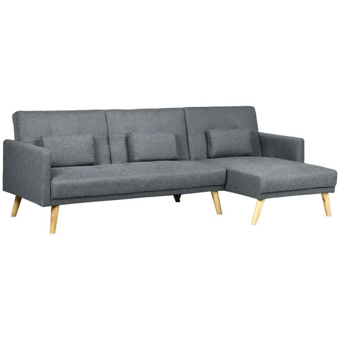 Canapé d'angle convertible - HOMCOM - Design scandinave - Gris