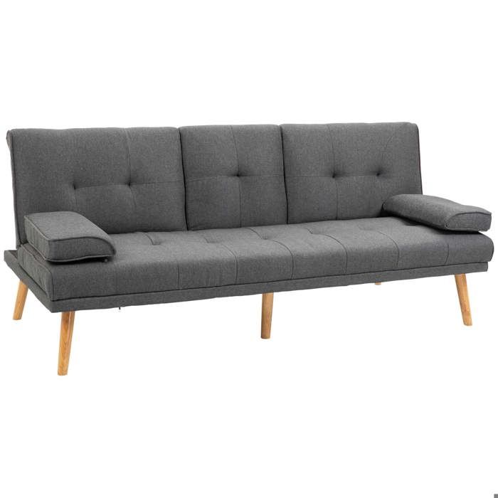 Canapé convertible 3 places design scandinave inclinaison dossier réglable 3 niveaux dossier centrale rabattable 2 porte-verres