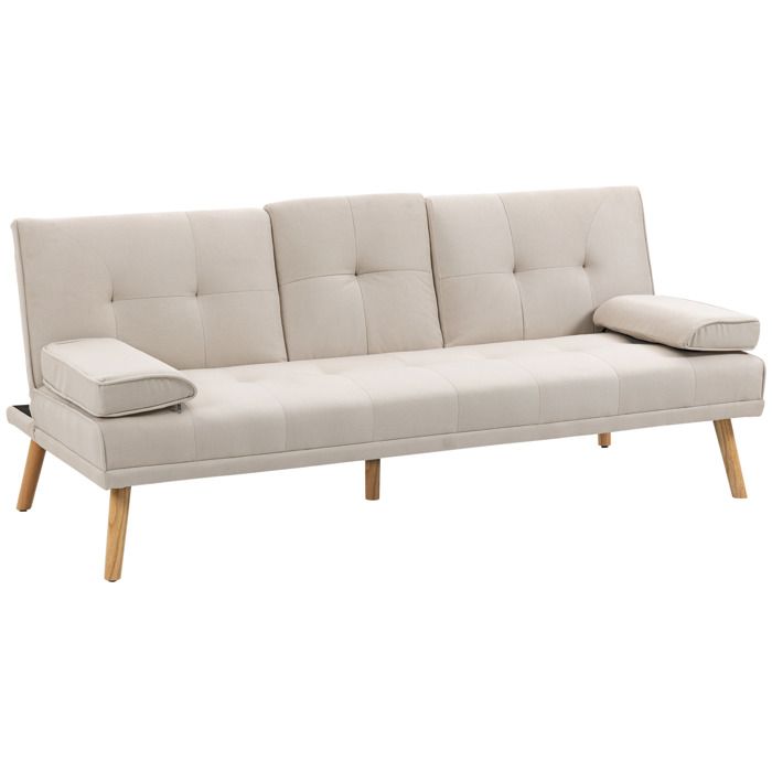 HOMCOM - canapé convertible - Tissus - 181x77x78cm - Beige