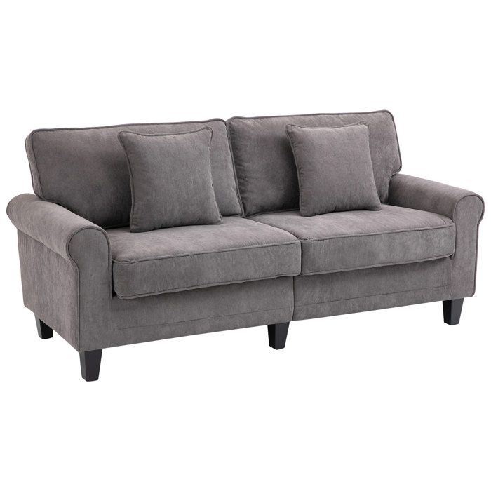 Canapé 3 places tissu aspect  197x84x90cm Gris