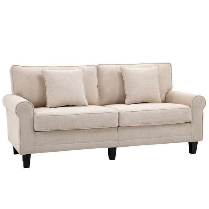 Canapé 3 places tissu aspect velours côtelé beige - HOMCOM - Relaxation - Vintage