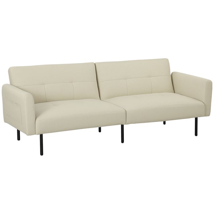 Canapé convertible 3 places - HOMCOM - canapé clic-clac - dossier réglable - Beige