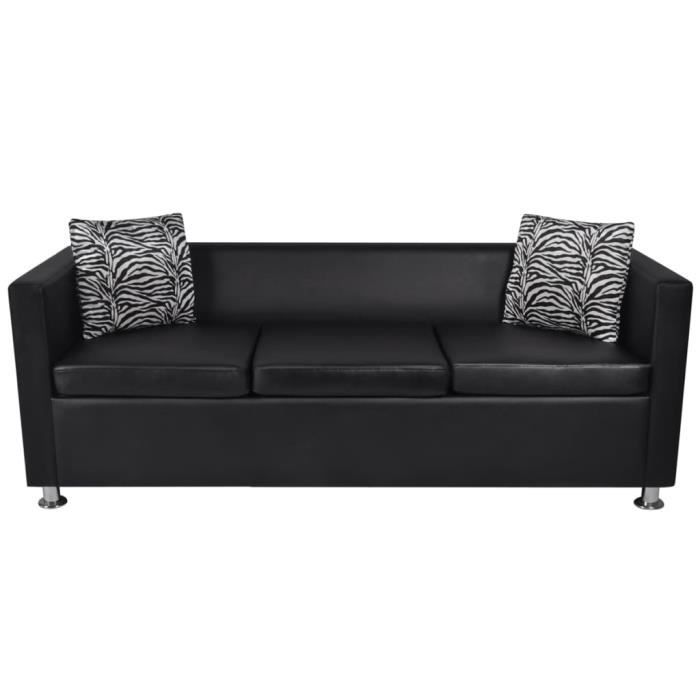 Canapé à 3 places HMOREY Similicuir Noir 170 x 62,5 x 63 cm (L x l x H)