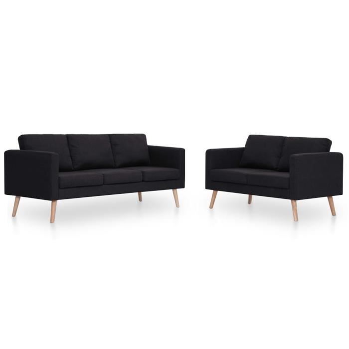 Canapé 3+2 places HMOREY 168 x 70 x 73 cm (l x P x H)  Tissu Noir