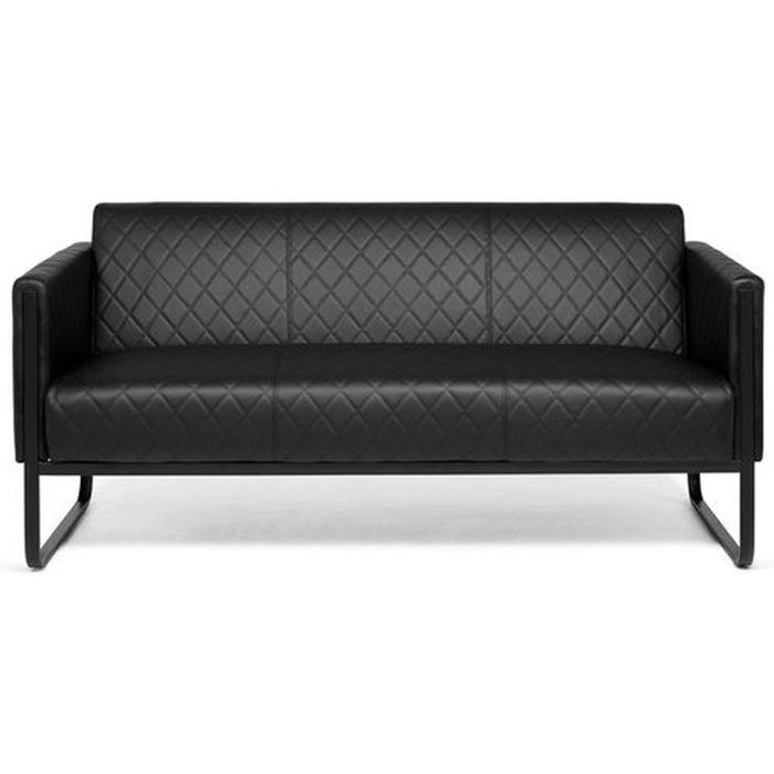 Canapé lounge - HJH OFFICE - ARUBA BLACK - Simili-cuir - 3 places - Noir