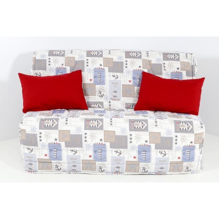 Housse BZ 140x190 matelassée MOTIF DE LA MER