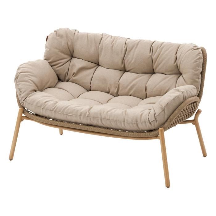Canapé de jardin "Meloane" beige 2 places en acier polyester - Hespéride - Unique