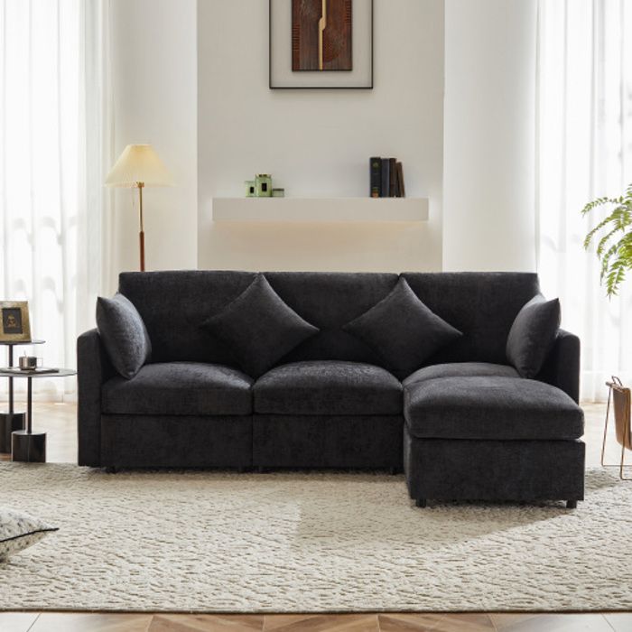 canapé d'angle en forme de L, adapté aux appartements, vidéo disponible,gris-HAUSS SPOLE