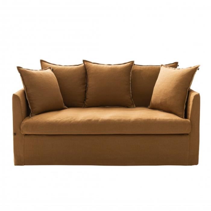 Canapé en Lin Soho Haomy Marron Clair 180x80x85 cm