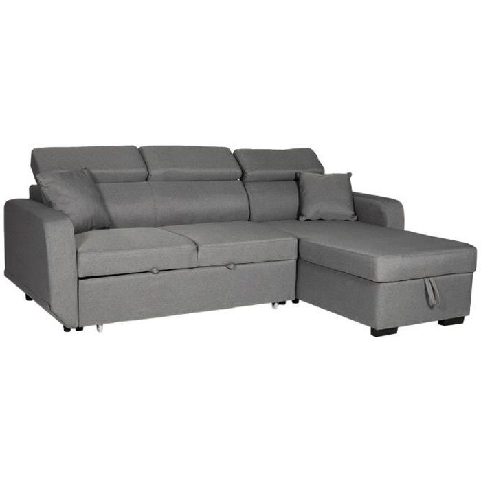 Canapé d'angle convertible WARREN 3 places gris Gris
