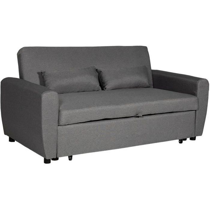 Canapé convertible - HAPPY GARDEN - MATT 2 places - Gris - Tissu - Couchage occasionnel