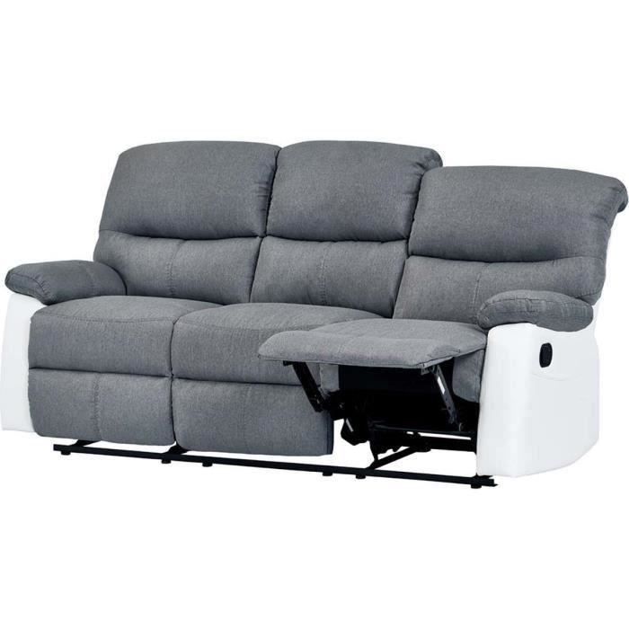 Canapé relax Lincoln - HABITAT ET JARDIN - 3 places - Blanc / Gris clair