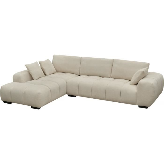 Canapé d'angle - HABITAT ET JARDIN - Monceau - Tissu chenille - 3 places - Beige