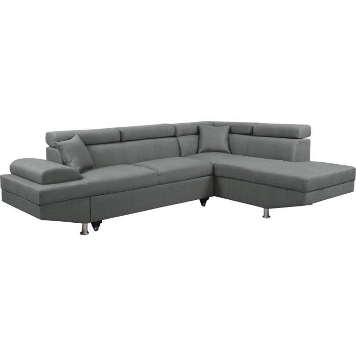 Canapé d'angle convertible Sophia Luxe - Habitat et Jardin - Gris - 5 places - Angle droit