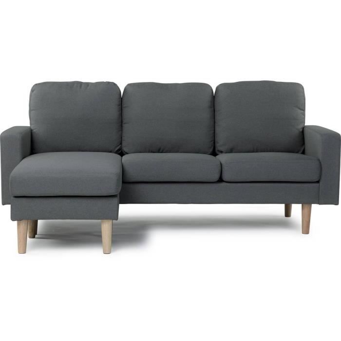 Canapé d'angle réversible en tissu - HABITAT ET JARDIN - Gabby - 3 places - Gris