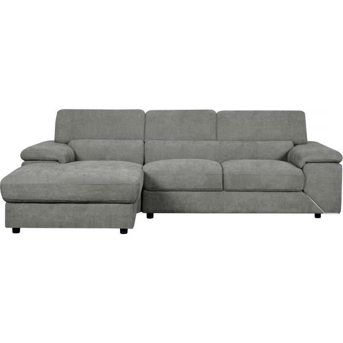 Canapé d'angle - HABITAT ET JARDIN - London - 4 places - Tissu chenille - Gris