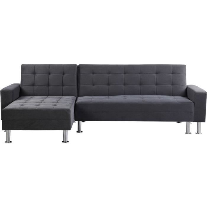 Canapé d'angle convertible - HABITAT ET JARDIN - Theo - Gris - 4 places - Avec coffre de rangement