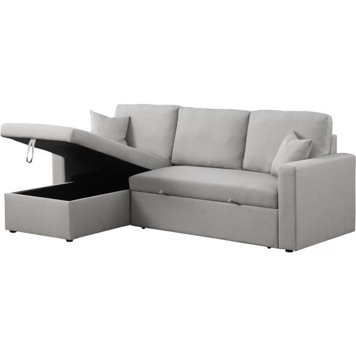 Canapé d'angle convertible réversible avec coffre Alain - Habitat et Jardin - 3 places - Gris clair - Tissu