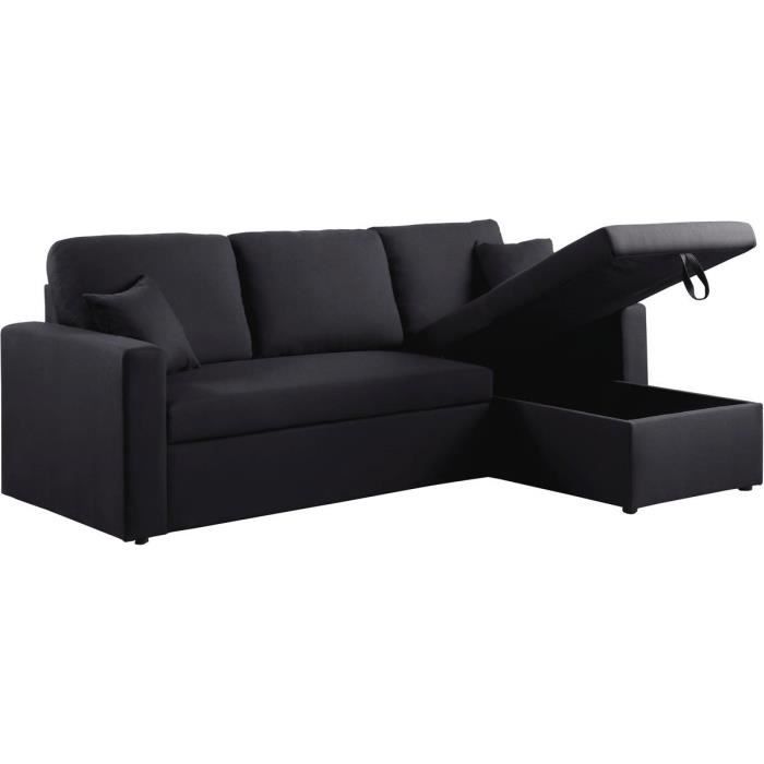 Canapé d'angle convertible "Alain "- Noir
