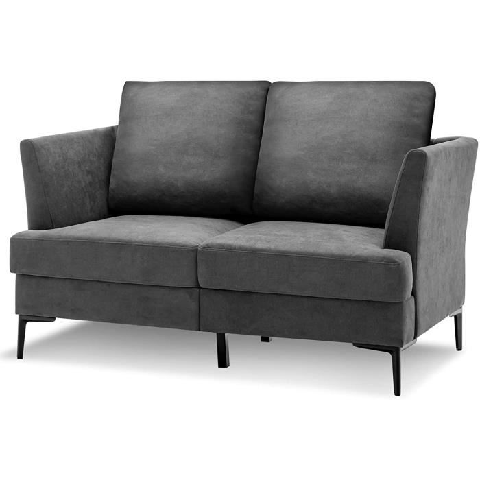 GOPLUS Canapé 2 Places, avec Coussins Amovibles, Accoudoirs Ergonomiques, Pieds Antirouille Surélevés, Charge 340 kg, 141x80x72cm