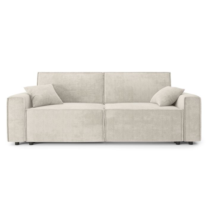 Canapé droit convertible en velours côtelé - GAUCET DURIF - 3 places - Beige