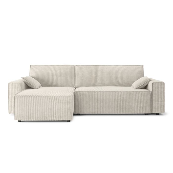 Canapé d'angle réversible convertible 4 places en velours côtelé - GAUCET - DURIF - Beige