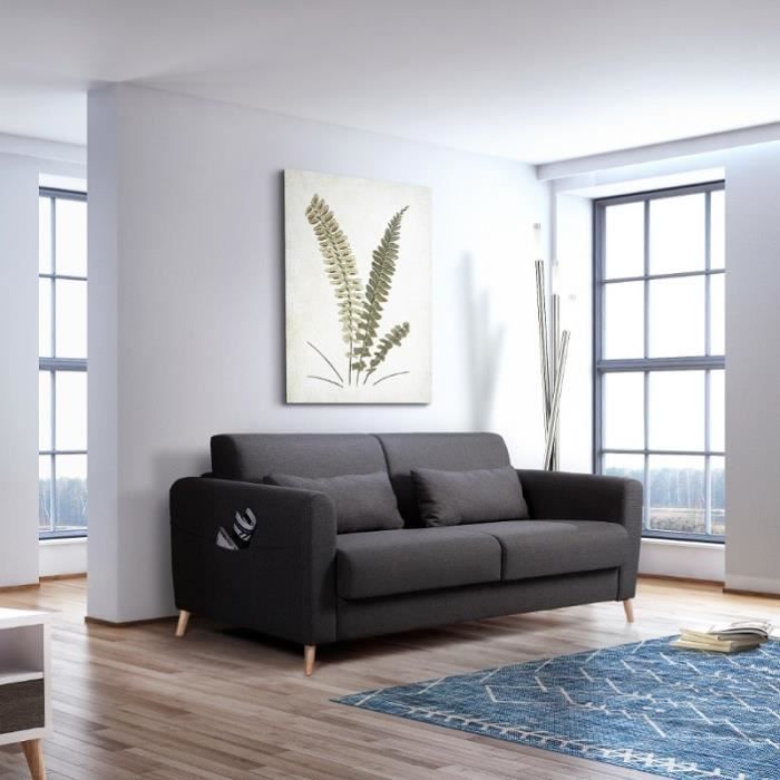 Canapé convertible 2 places - FORINVEST - Gris - Seda Meral - Couchage confortable