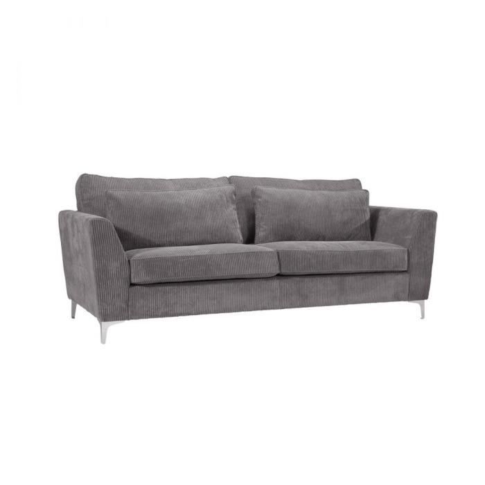 Canapé 3 places ISLA gris - FORINVEST - Fixe - Moelleux - Scandinave - Moderne