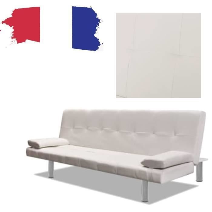 Canapé-lit polyvalent FAFEICY - Blanc - Convertible - 2 places - Cuir synthétique