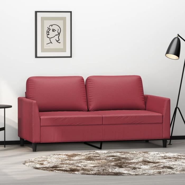 Fafeicy Canapé à 2 places Rouge bordeaux 140 cm Similicuir 111607