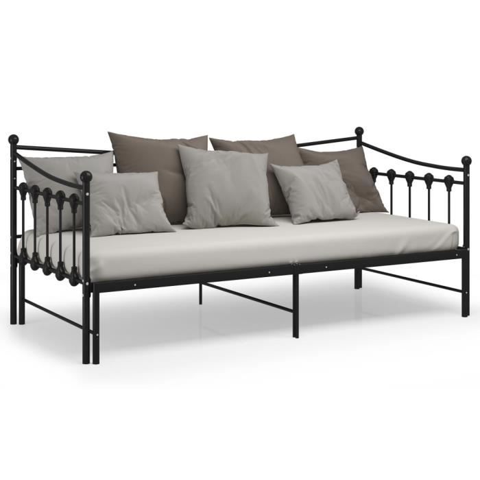 Canapé-lit extensible ESTINK - Noir - 90x200 cm - A lattes - Contemporain