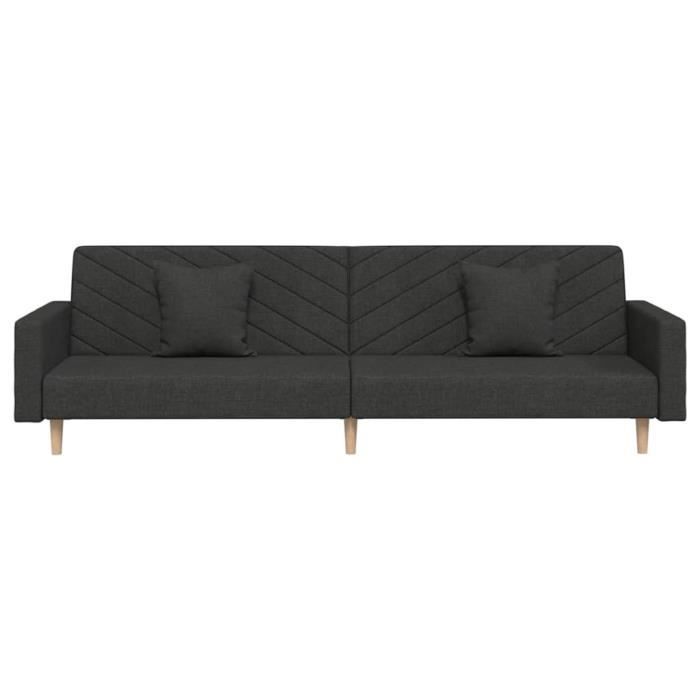 Canapé-lit 2 places - ESTINK - Noir - Tissu 100% polyester - Convertible - 110 kg max par siège