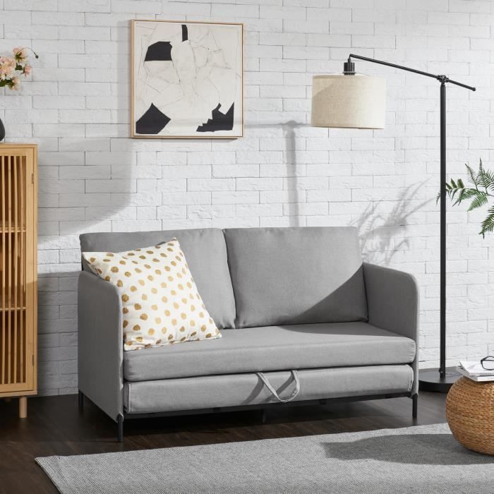Canapé 2 places convertible Soini 78 x 125 x 67 cm gris clair