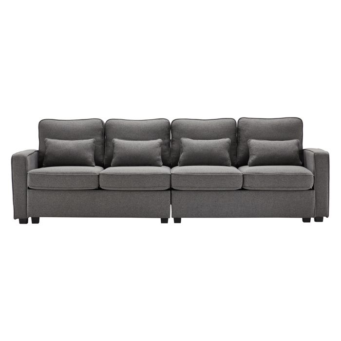 EIFSON Canapé Lin Gris foncé, Simple et généreux, Canapé Relax 4 Places pour Salon et Appartement