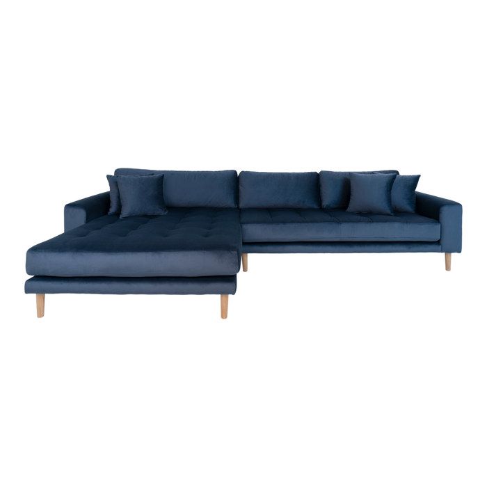Lido Sofa, Canapé, Chaise longue orientée à gauche en velours, bleu foncé.