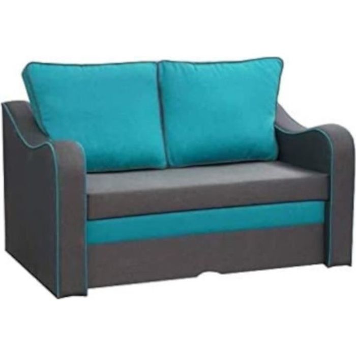 Petit Canapé lit Convertible Salon Chambre d'ado Relax 2 Places Noveau Lucky (Bleu)
