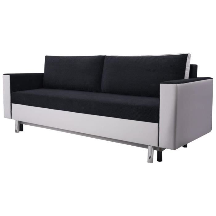 Canapé-lit, Tablette pour literie, Salon, Lounge, Canapé-lit, Meubles de salon - MONACO (Noir + Blanc - Dot 100 + Soft 17)