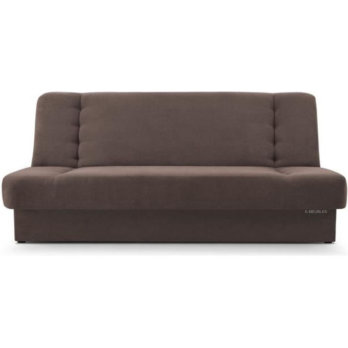 Canapé en lit Convertible avec Coffre de Rangement 3 Places Relax - clic clac, Banquette BZ en Tissu 190x120x90cm Cyprus Marron