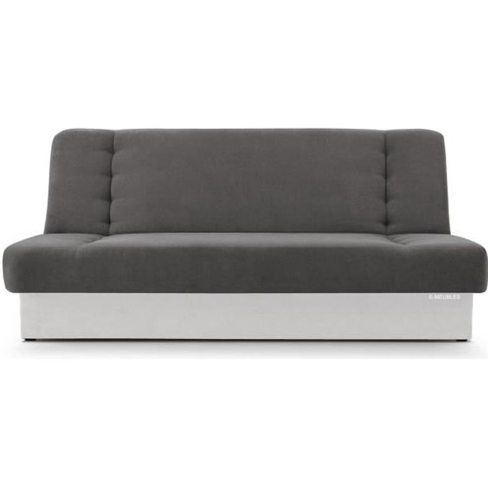 Canapé en lit Convertible avec Coffre de Rangement 3 Places clic clac Banquette BZ en Tissu Cyprus Gris foncé Blanc simili cuir