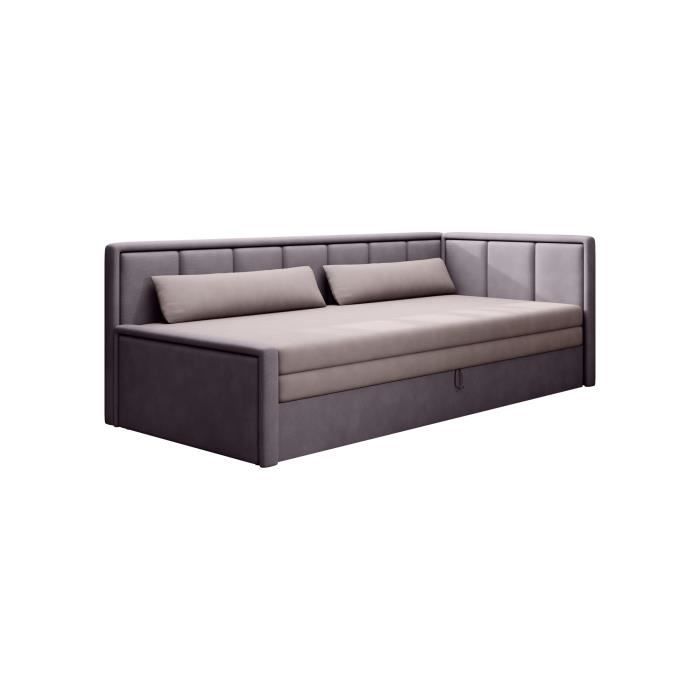 Canapé en lit Convertible avec Coffre de Rangement 3 Places Relax Droit214x77x82 cm - FULO (Droite, Violet + Rose - Poco 101 + 41)