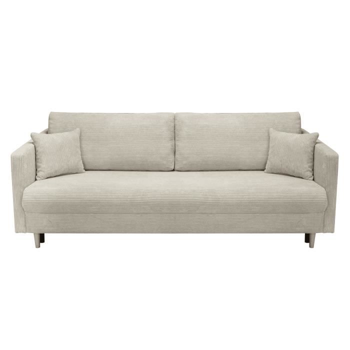 Canapé en lit convertible avec coffre de rangement - en tissu - salon & séjour - 217x120x86 cm - LAZO - Beige (Poso 100)