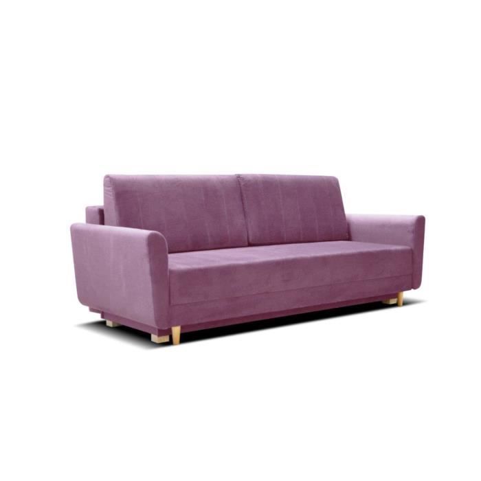 Canapé en lit convertible avec coffre de rangement - en tissu - salon & séjour - 217x100x94 cm - TAKO - Rose (Fancy 63)
