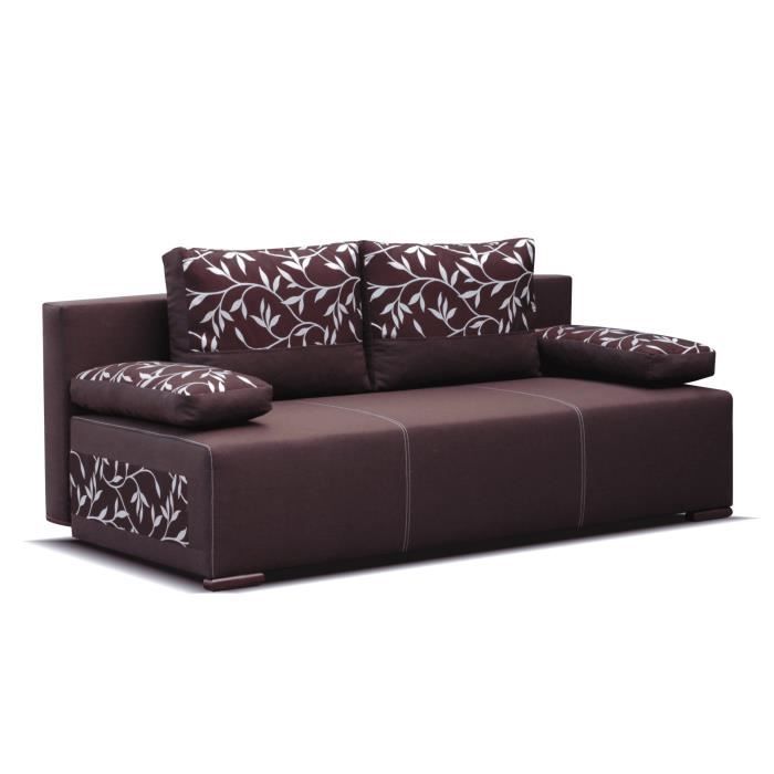 Canapé en lit convertible avec coffre de rangement - en tissu - salon & séjour - 195x90x80 cm - TAUPE - Marron (Sawana 26)