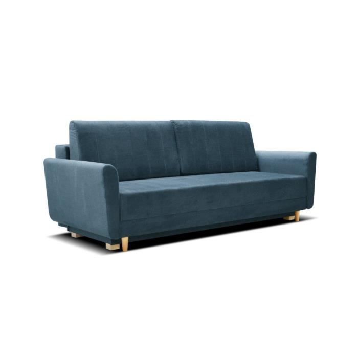 Canapé convertible avec coffre de rangement - TAKO - Marine Bleu - 217x100x94 cm